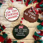 Funny Quirky Wood Christmas Ornament