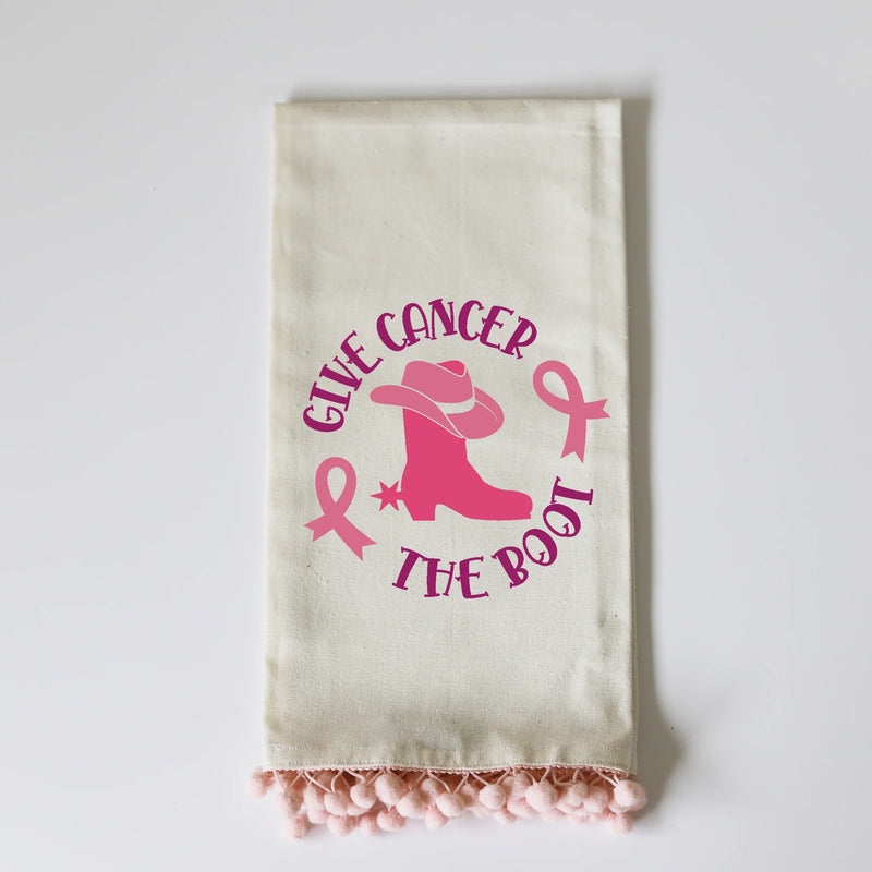 Give Cancer the Boot Pink Pom Towel