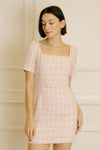 Jackie O Pink Plaid Tweed Short Dress