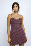 Plum Mauve Houndstooth Bodycon Mini Dress