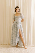 Blue Floral Ruffle Dress SPECIAL OCCASION FINAL SALE ITEM