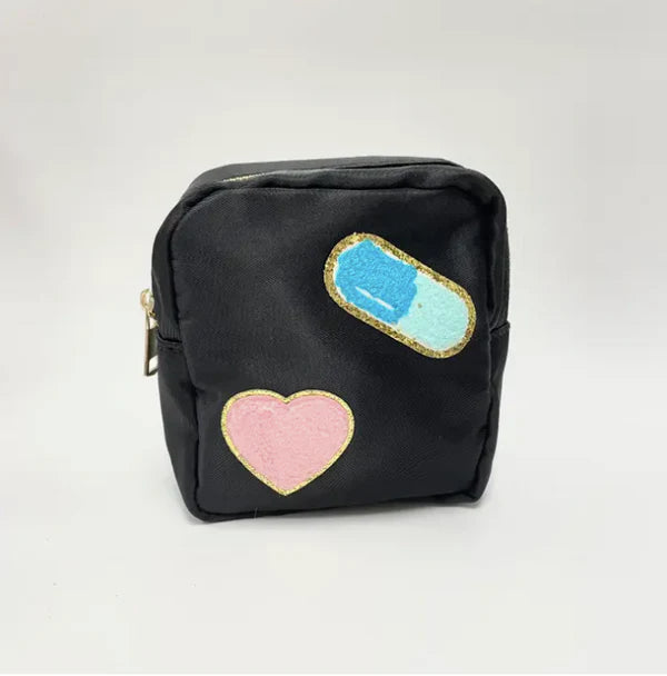 Heart & Pill Chenille Patches Pouch