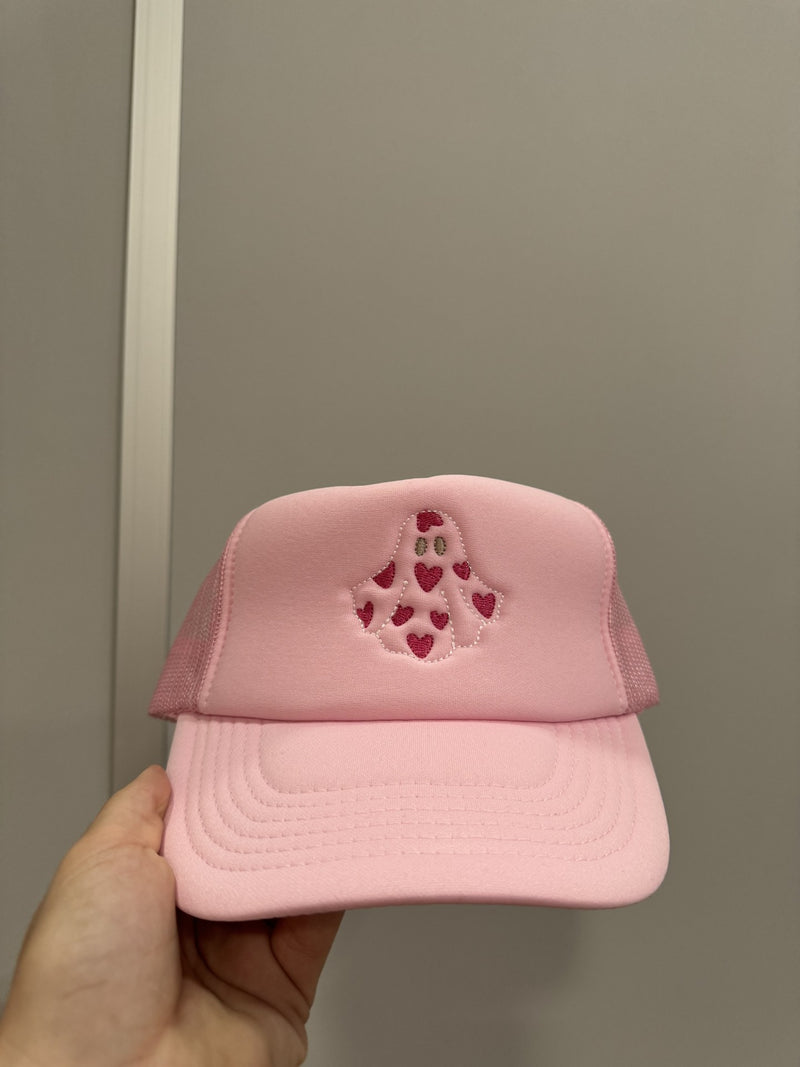 Heart Ghost Pink Trucker