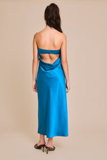 Teal Cowl Back Midi Dress