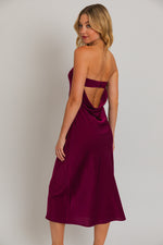 Wine Cowl Back Midi Dress