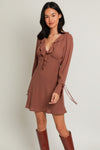 Cocoa V Neck Ruffle Shortie Dress