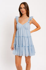 Ruffle Shoulder Sweetheart Mini Dress