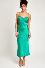 Green Spaghetti Strap Pleated Maxi Dress