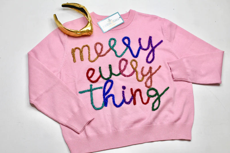 Pink Merry Everything Glitter Script
