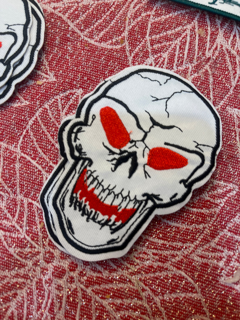 White Skull Red Eyes Patch