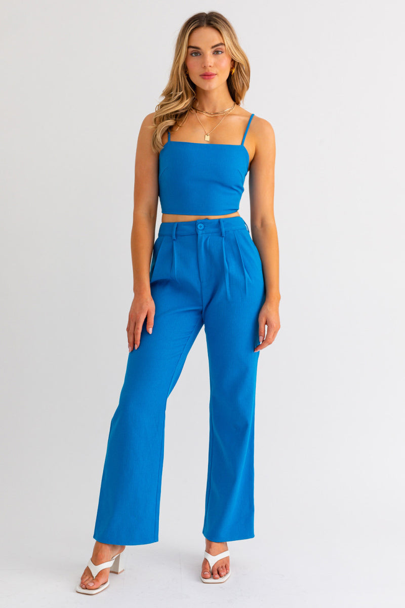 Royal Blue High Waist Wide Leg Pants