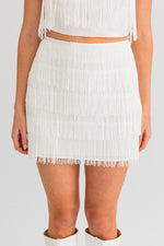 White Satin Fringe Skirt