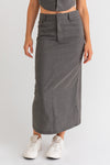 Grey Stripe Midi Skirt