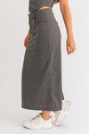 Grey Stripe Midi Skirt