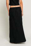 High Waisted Cargo Linen Maxi Skirt