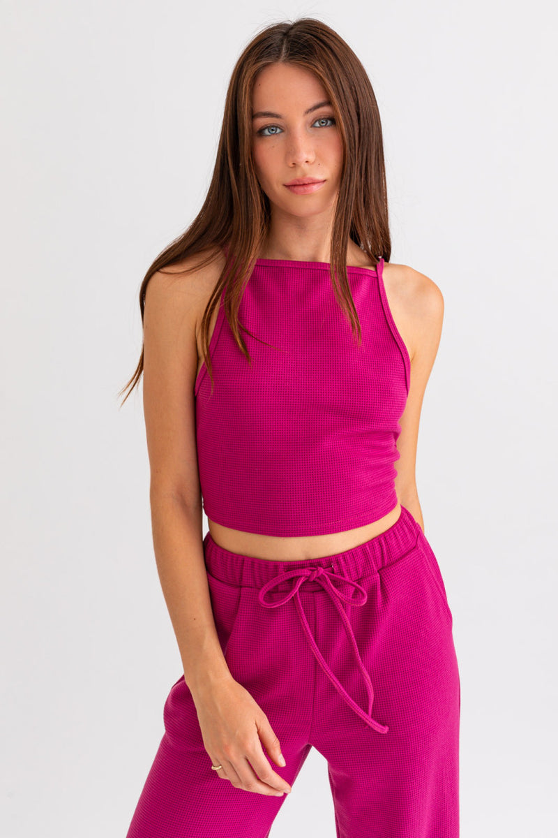 Magenta Knit Crop Pink