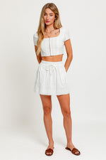 Short Sleeve Crop Top and High Waisted Mini Skirt