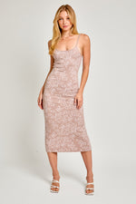 Floral Pattern Sweater Midi Dress