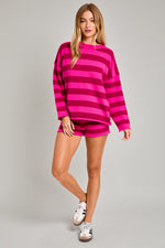 Fuchsia Magenta Stripe Shorts