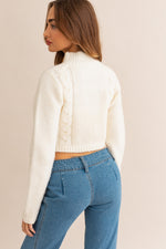 Long Sleeve Mock Neck Cut Out Crop Sweater