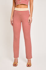 Cream and Red Stripe High Waisted Pants