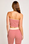 Cream and Red Stripe High Waisted Pants