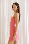 Pink Pleather Bodycon Mini Dress-FINAL SALE ITEM