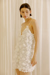 3D White Floral Shortie Dress-SPECIAL OCCASION FINAL SALE ITEM