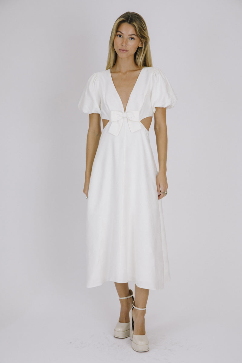 White Midi Cutout Dress