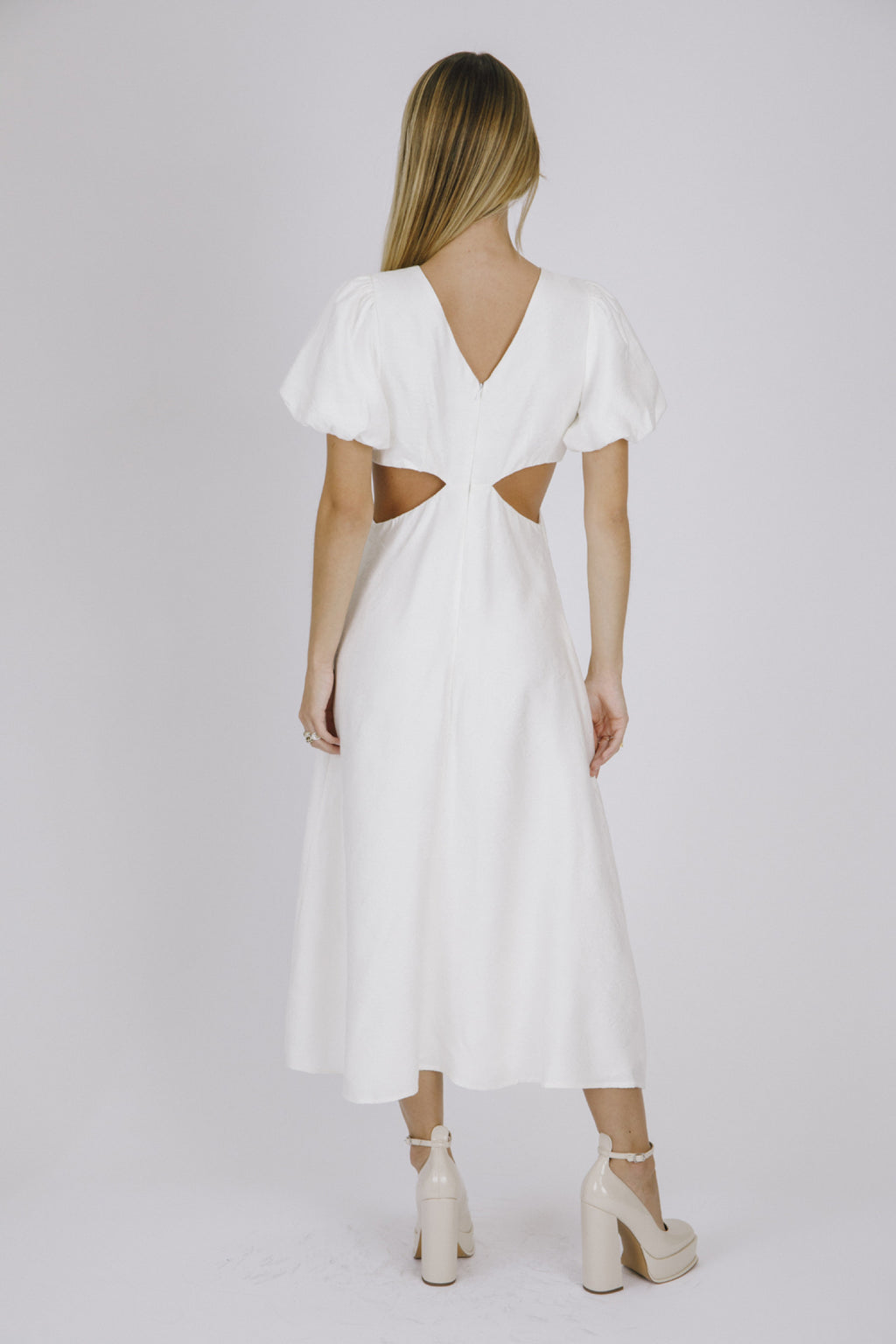 White Midi Cutout Dress