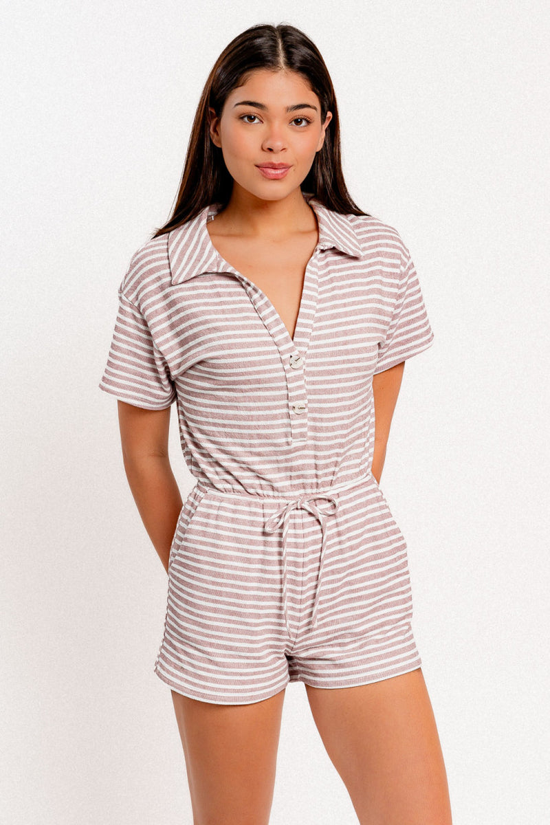 Collared Short Sleeve Romper