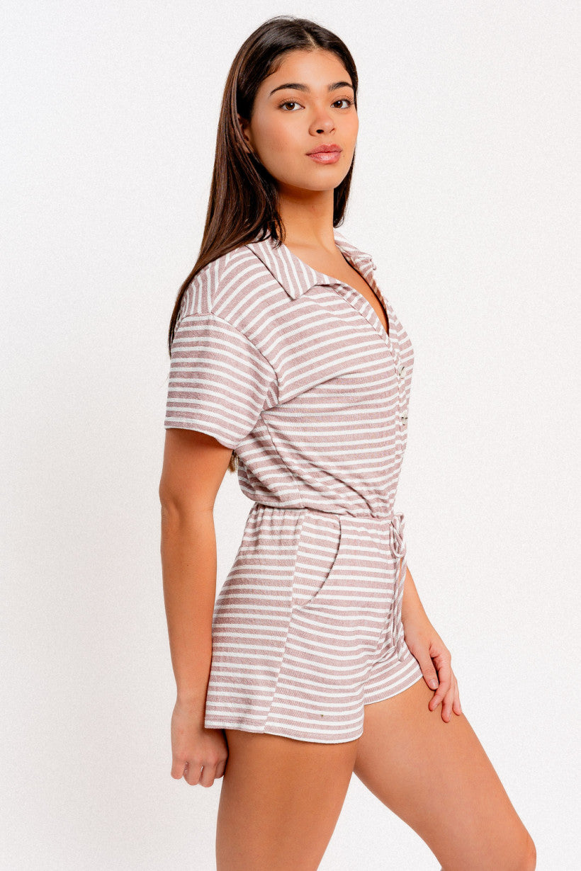 Collared Short Sleeve Romper