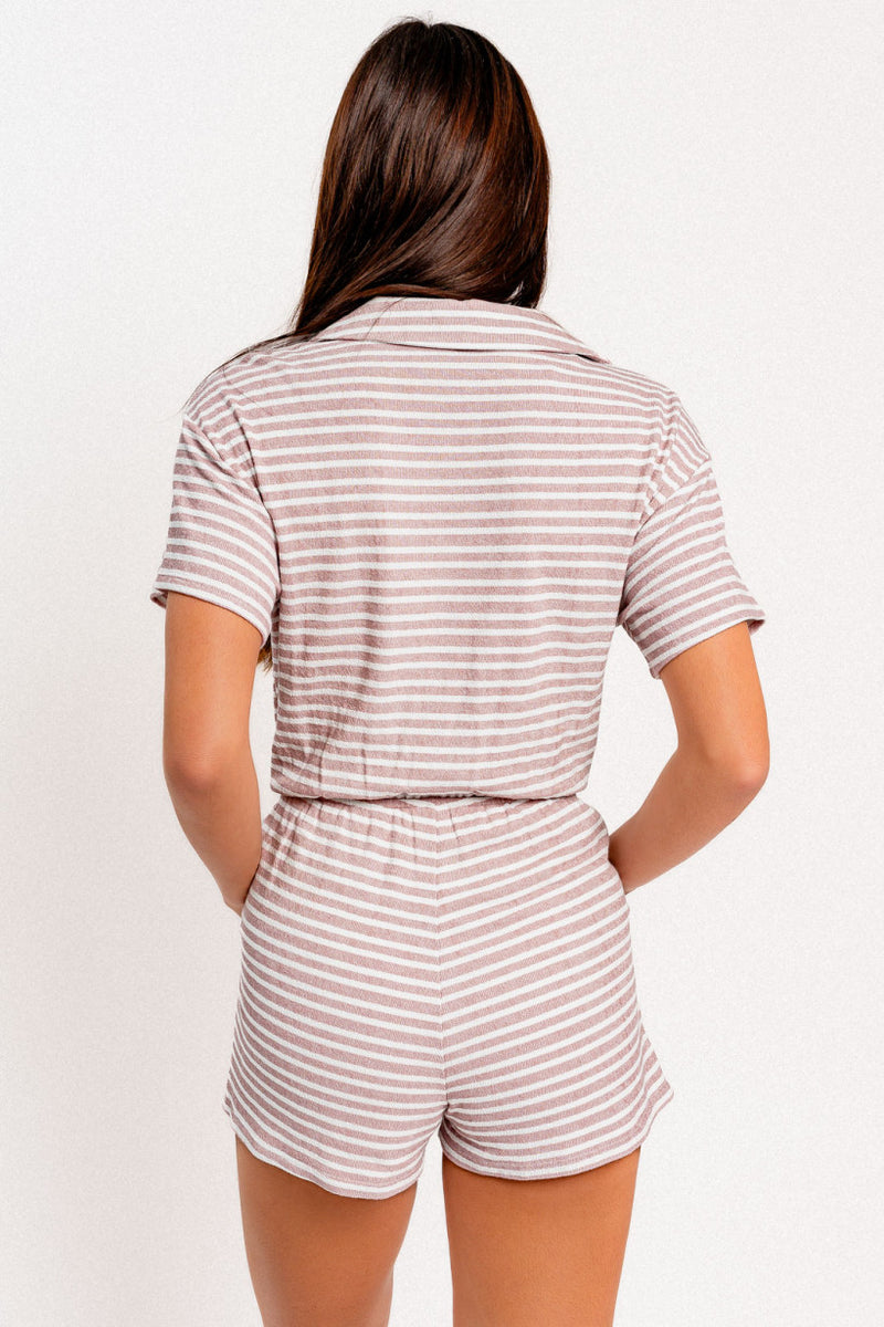 Collared Short Sleeve Romper