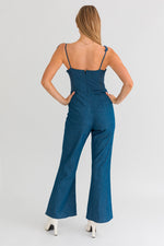 Tie Strap Denim Jumpsuit