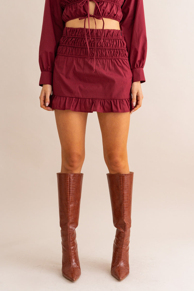 Burgundy Mini Skirt