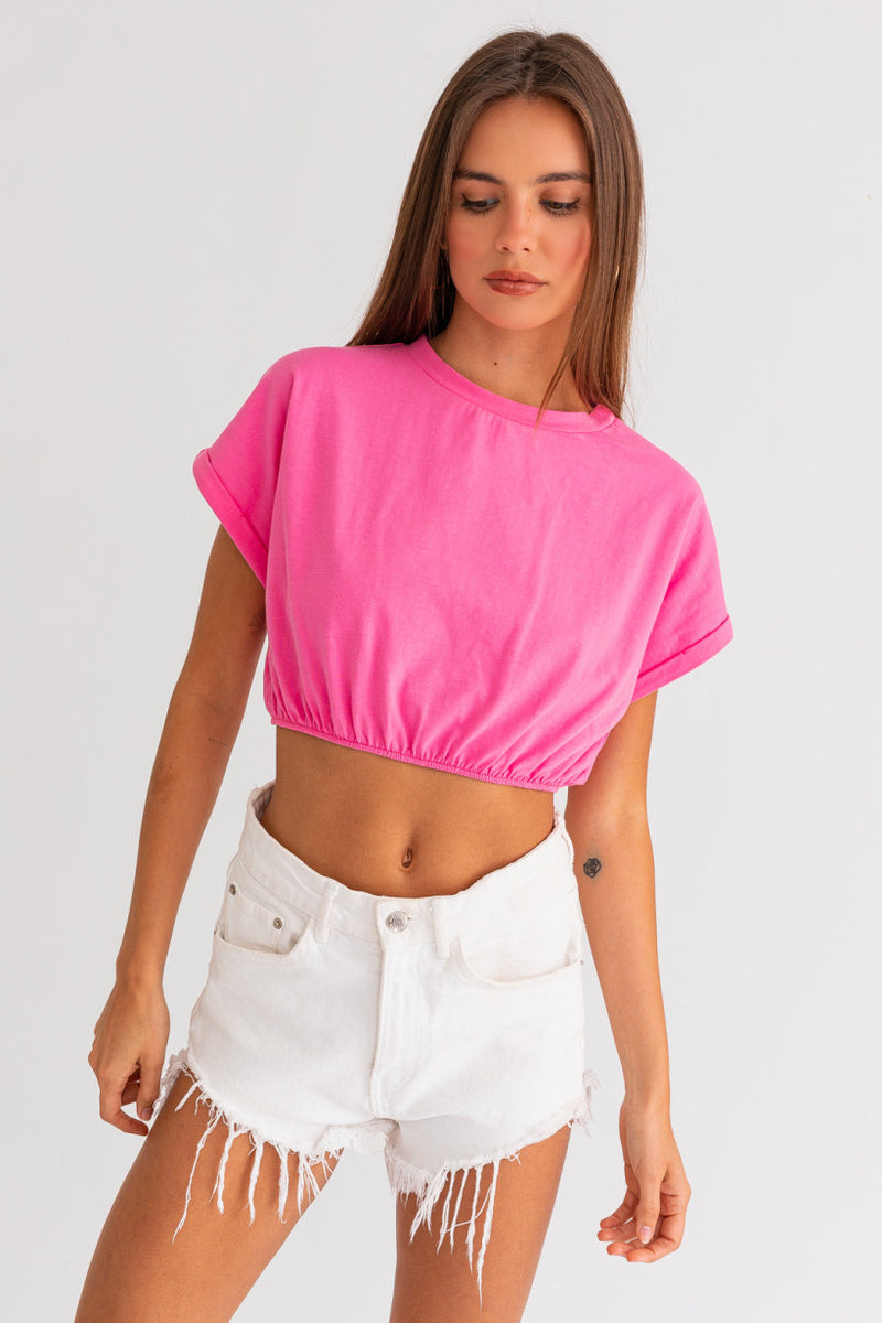 Roll Tab Cropped Tee