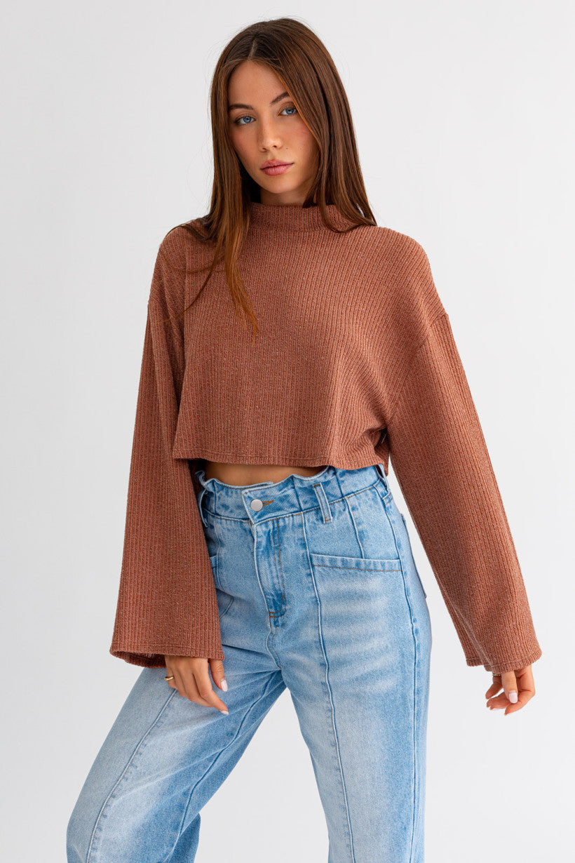 Copper Long Sleeve Crop Top