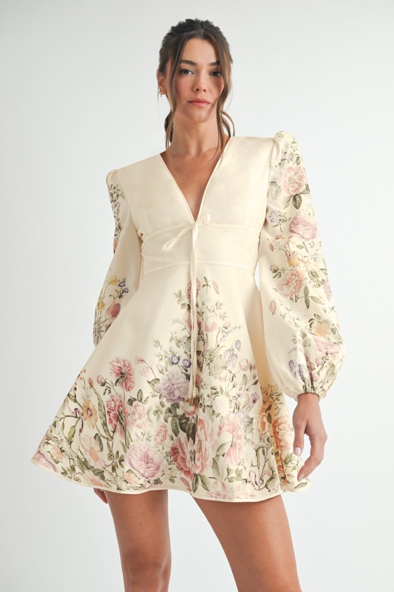 Long Sleeve Floral Mini Dress