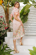 Powder Pink Midi Floral Dress