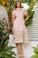 Powder Pink Midi Floral Dress