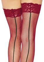 Stay Up Lace Top Back seam Fishnet Thigh Highs