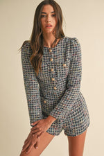 Tweed Long Sleeve Romper