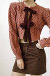 Cable Knit Bow Tie Cardigan