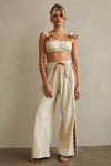 Elastic Tie Waist Wide Leg Pants