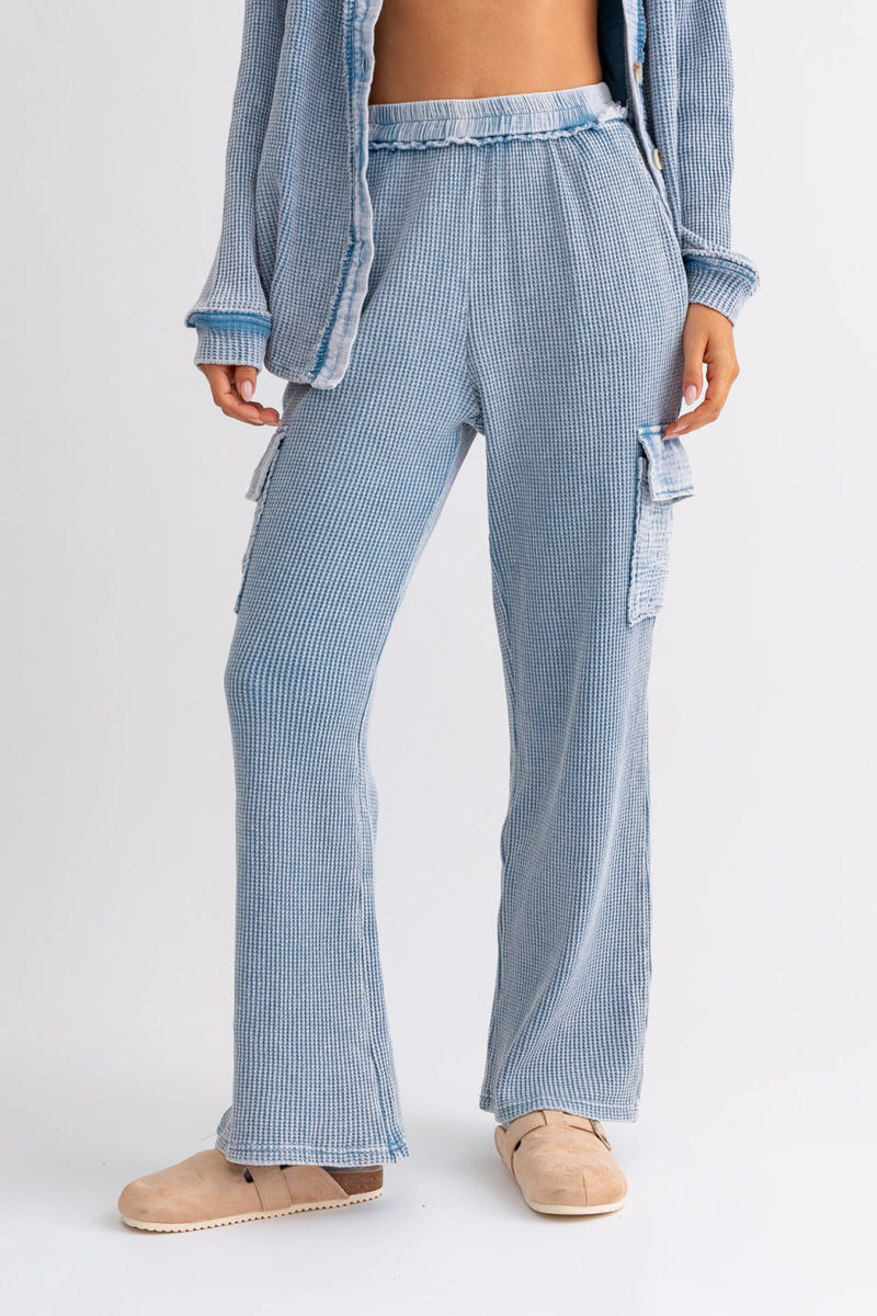 Terry & Gauze Mix Cargo Pants