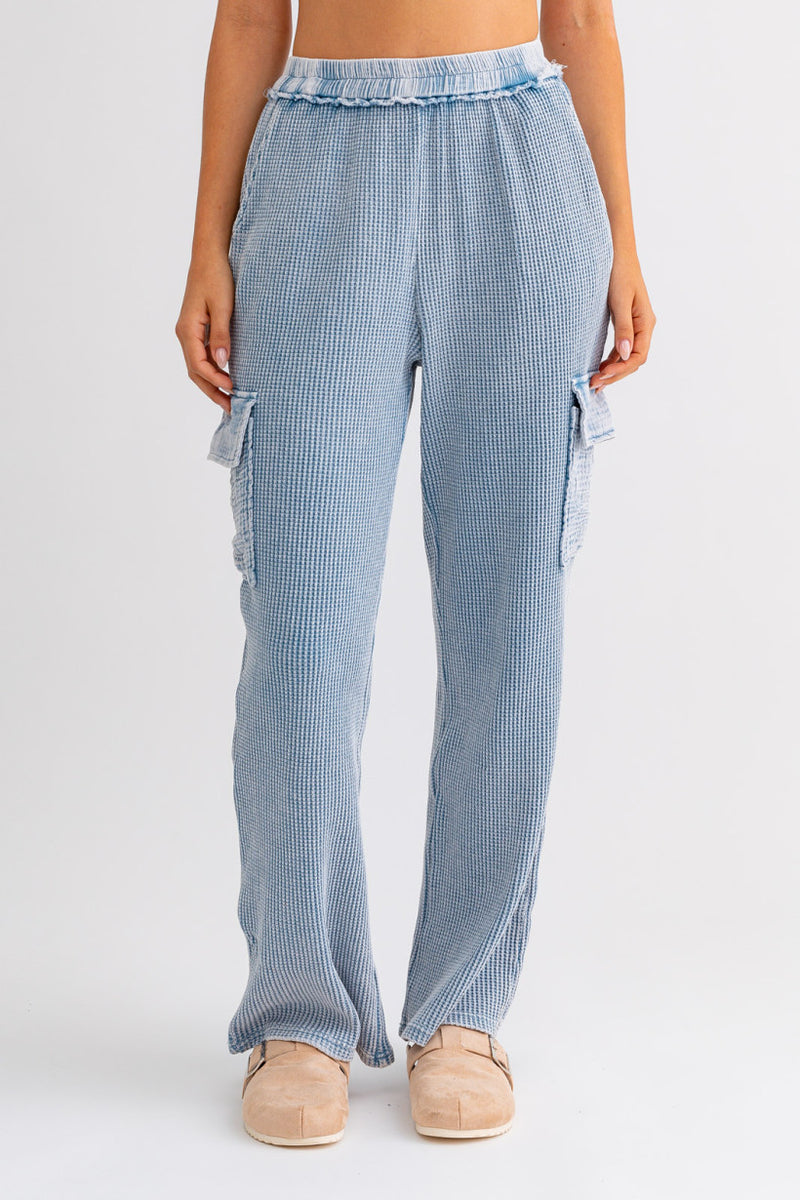 Terry & Gauze Mix Cargo Pants