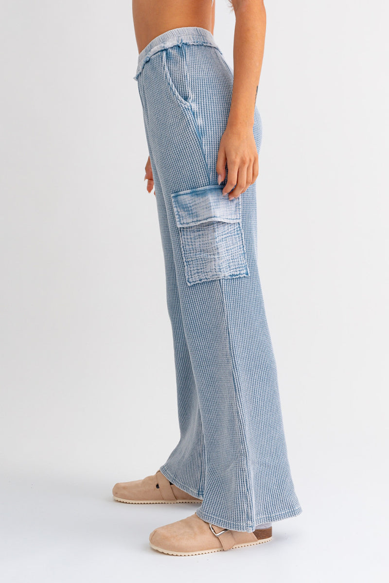 Terry & Gauze Mix Cargo Pants