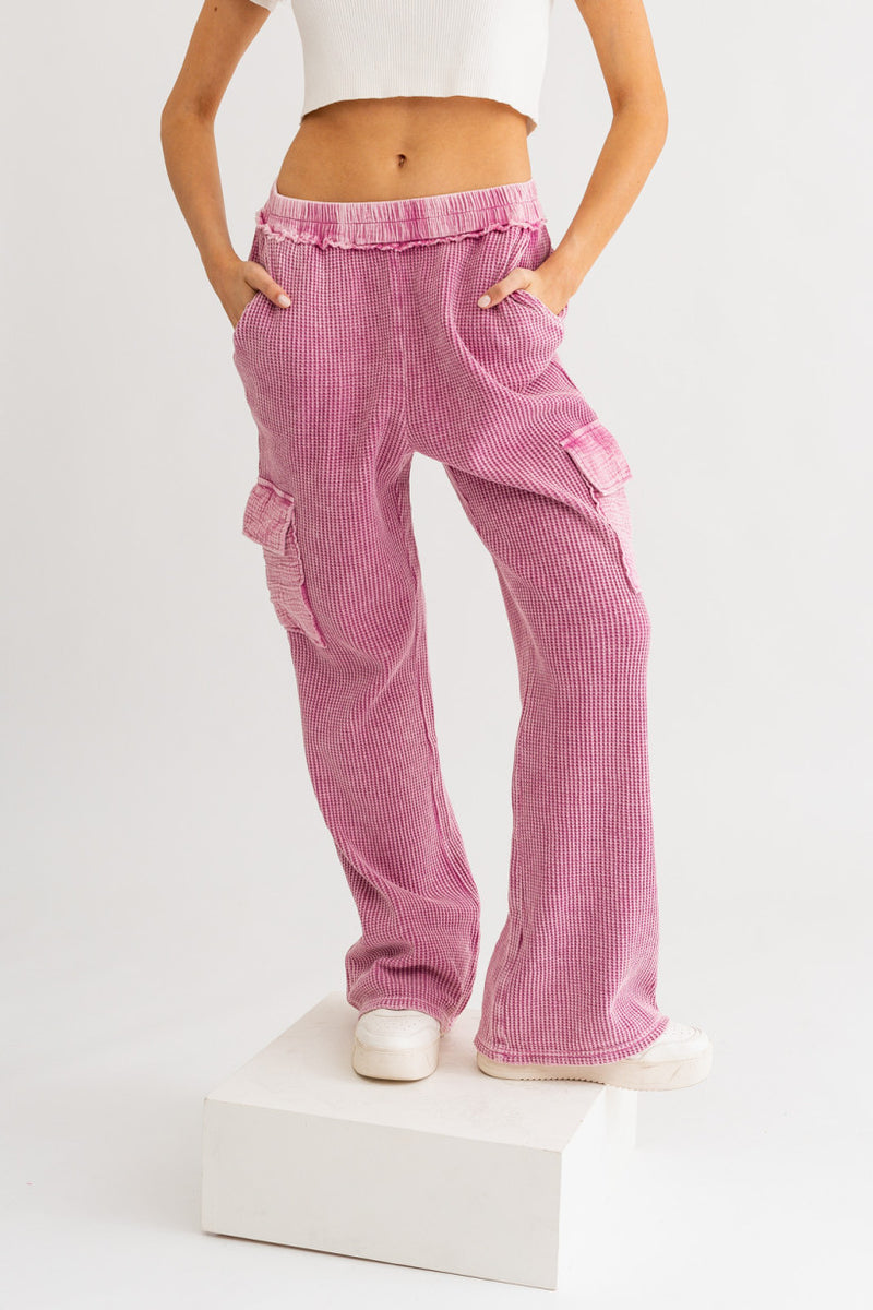 Terry & Gauze Mix Cargo Pants