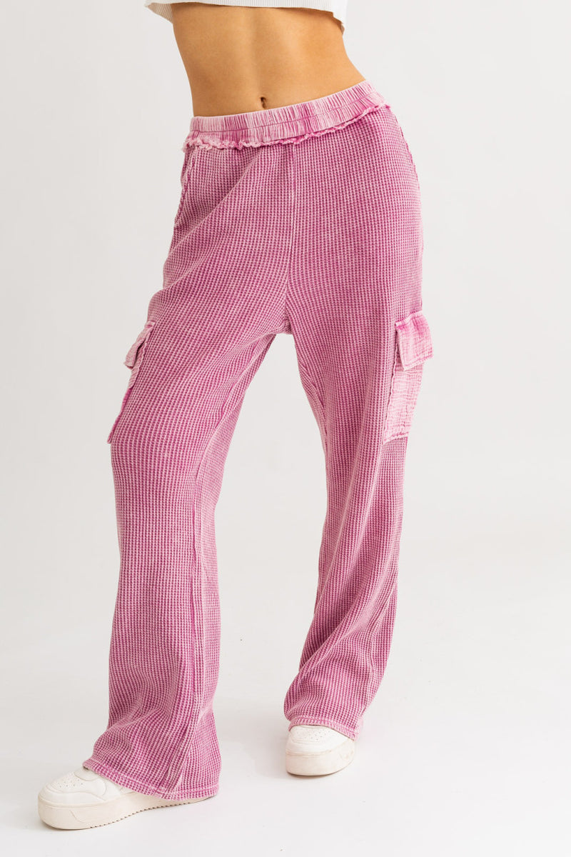 Terry & Gauze Mix Cargo Pants