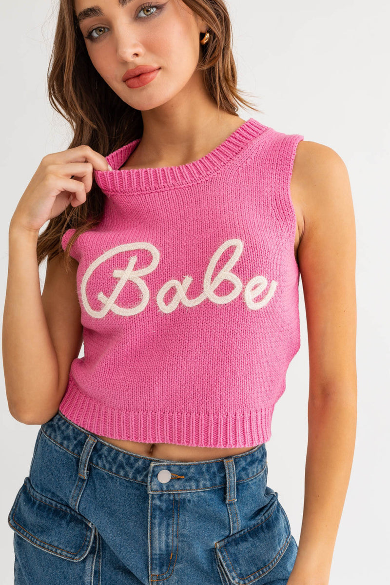 Pink Babe Sweater Tank